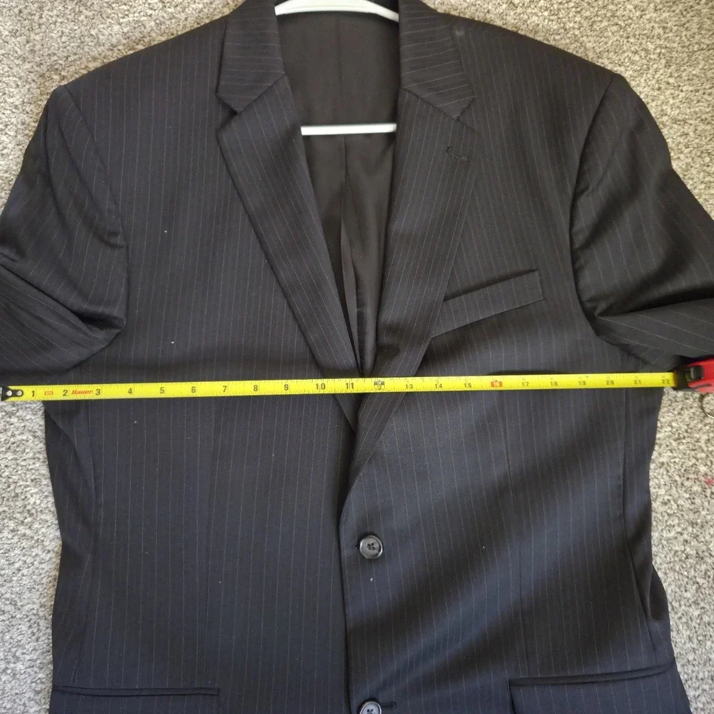 Ralph by Ralph Lauren Men's 42R 100% Wool‎ Black Pinstripe Sport Coat Blazer